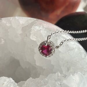 925 Moissanite Ruby Necklace